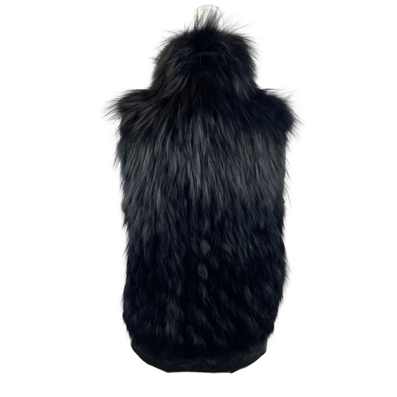 BLACK SILVER FOX VEST W/ LEATHER - Picture 6 of 8